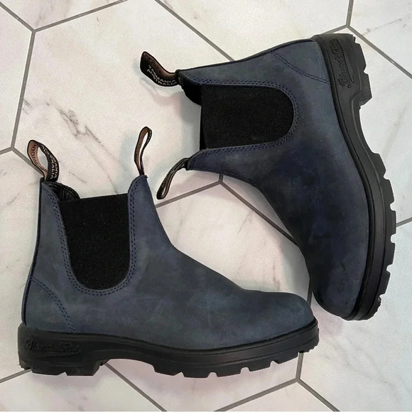 Blundstone Navy Blue Premium Leather Chelsea Boots Size 6 Womens - Picture 5 of 12